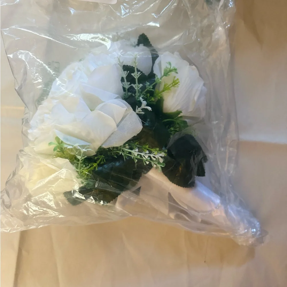 New White Wedding Bouquet Faux Roses Bride Photo Shoots 12